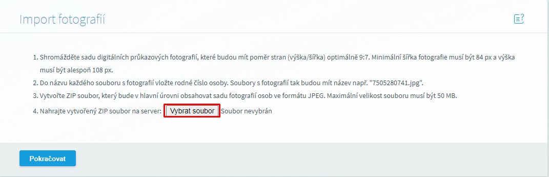 vybrat soubor import